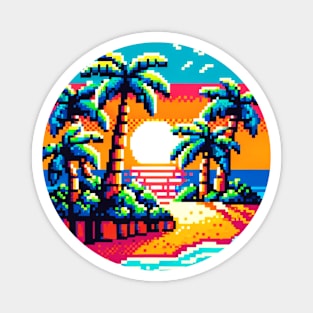 Pixel Palms: Tropical Serenity Magnet